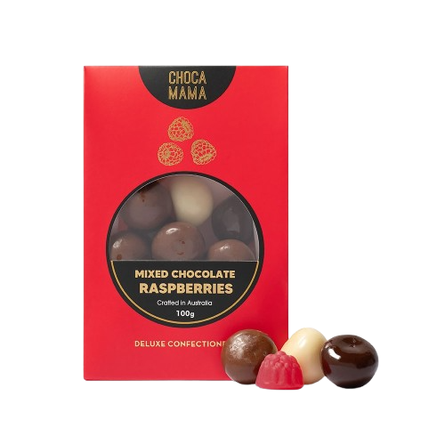 Mixed Chocolate Raspberries 100g